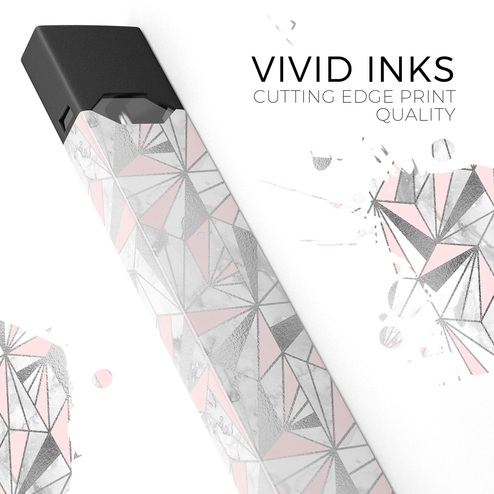 Karamfila Silver & Pink Marble V1 skin-wrap for JUUL device, showcasing its stylish design and precision cut.